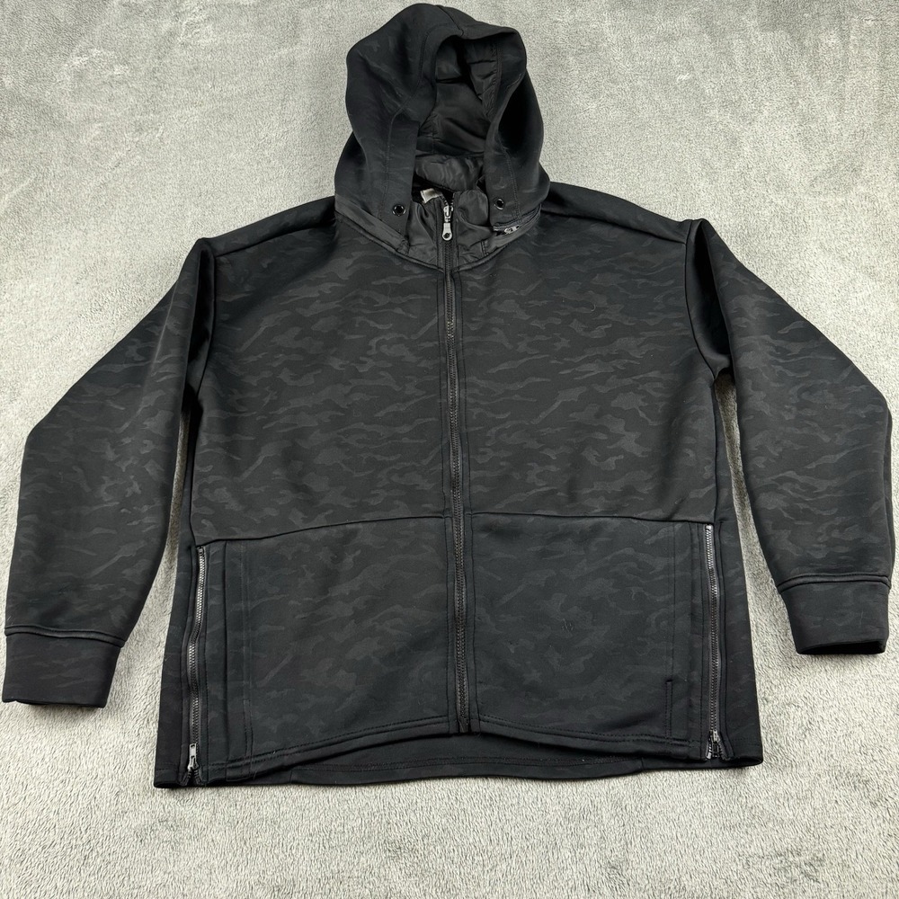Fabletics Lotta Cocoon II Mock Camo Hoodie Women’s Medium Black Gym Wear